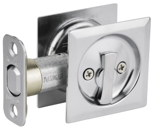 KWIKSET SQUARE PRIVACY BED OR BATH POCKET DOOR LOCK MATTE BLACK MODEL #335SQT-514